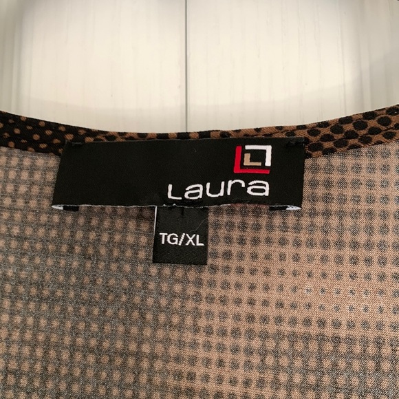Laura ladies dressy top. Brown, black & cream colours - Picture 6 of 7